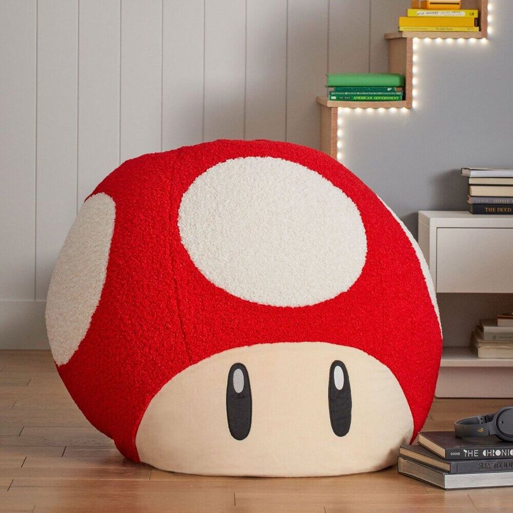 Pottery Barn Large Super Mario Mushroom Bean Bag Chair Slipcover Nintendo NEW - Picture 2 of 5